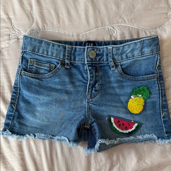 GAP Other - GAP Blue Denim Girls' Shorts with Pineapple & Watermelon Patches
